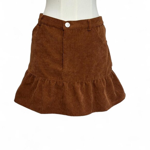 Tunnel Vision Grunge Punk Brown Corduroy Women's Skirt - large - Picture 1 of 7